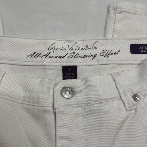 Womens WHITE STUNNING Demin size‎ 8 Gloria Vanderbilt Amanda Skimmer capri 16” - Picture 5 of 12
